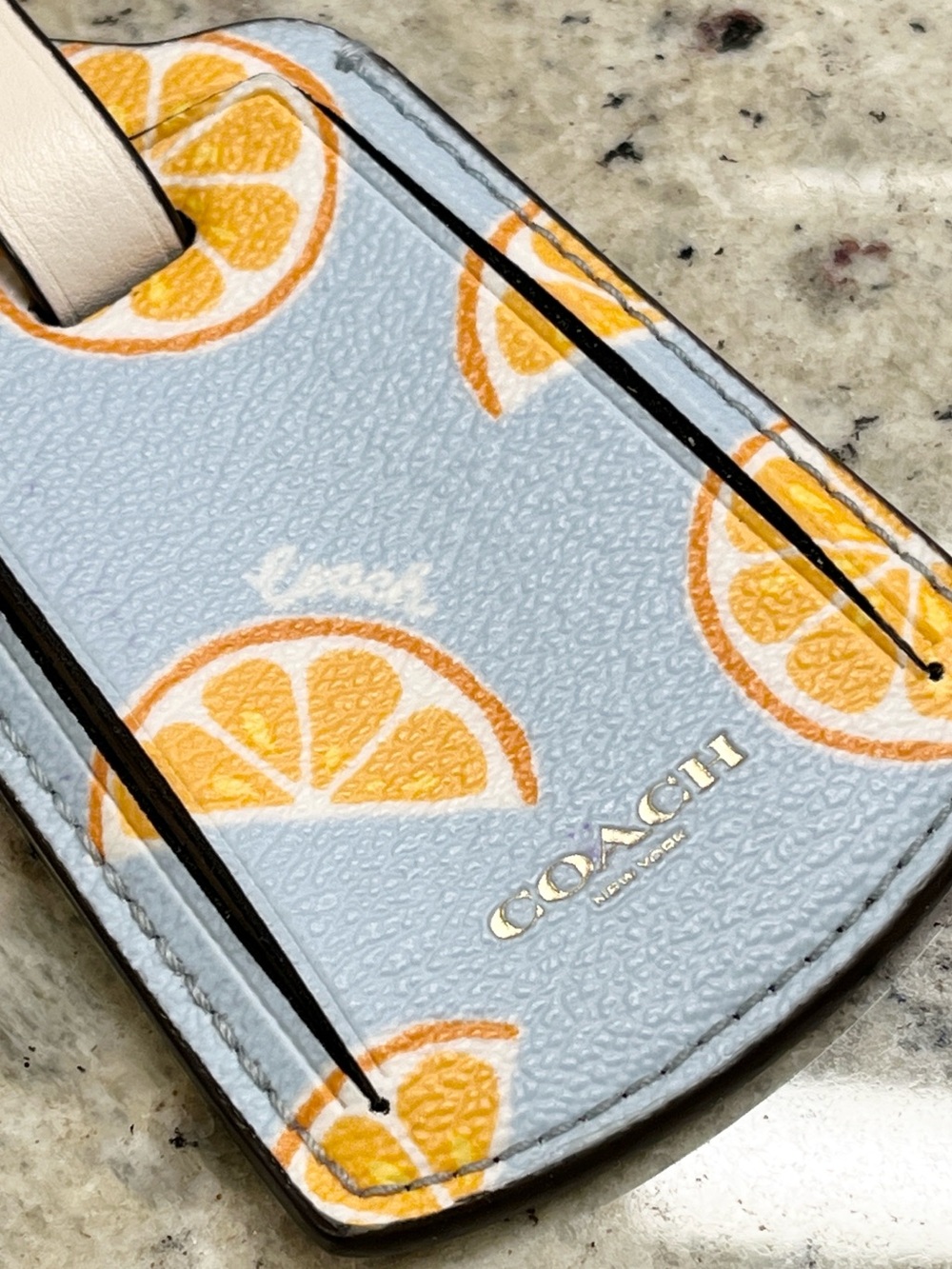 Coach Orange Slice Leather Luggage Tag EUC - Picture 3 of 6